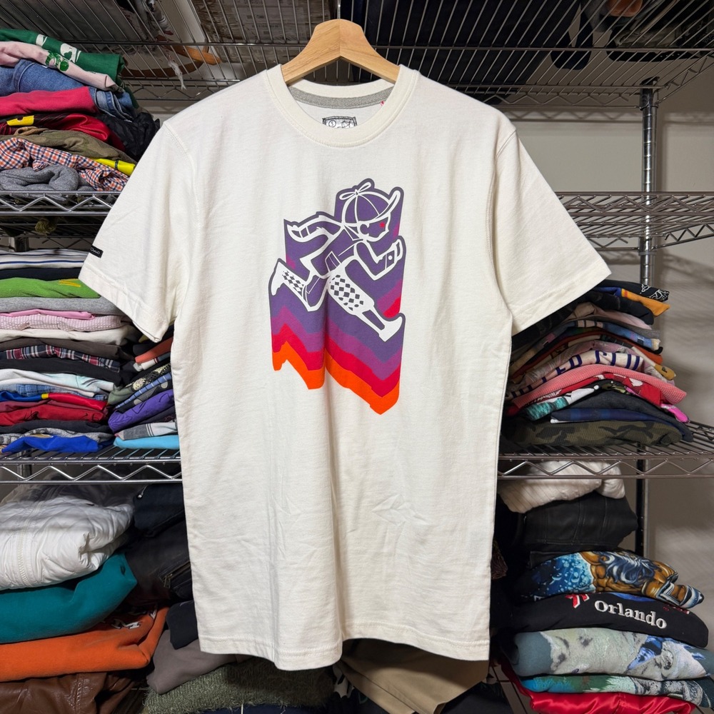 Play Cloths T Shirt Mens S Cream Running Boy Graphic Streetwear Short Sleeve